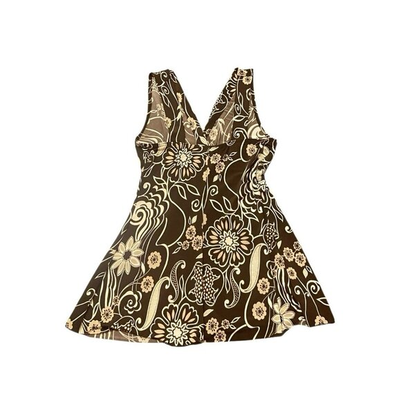 Vtg Body Central Y2K Sleeveless VNeck Babydoll Empire Waist Tank Top Brown XS - Picture 2 of 6